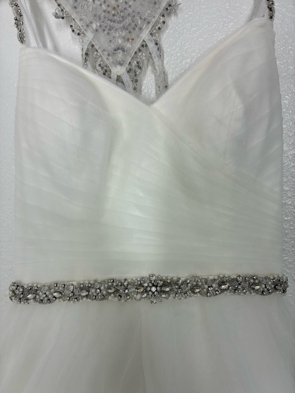 MORI LEE Weadding Dress 2873 Off-White USA 8 Crystal Beaded Tulle Ball Veil - Picture 8 of 17